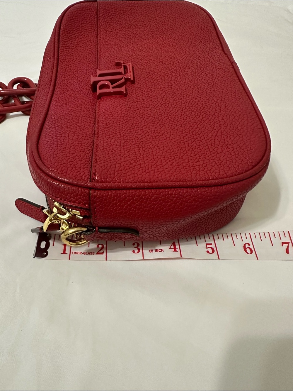 Lauren Ralph Lauren Red Leather Crossbody Camera Bag RL Logo - Picture 10 of 13